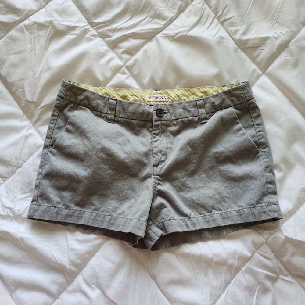 Merona Gray Chino Cargo Mid Rise Lightweight Shorts Size 8